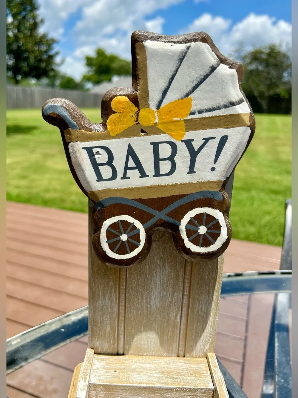 Demdaco Baby Carriage Wooden Magnet Token